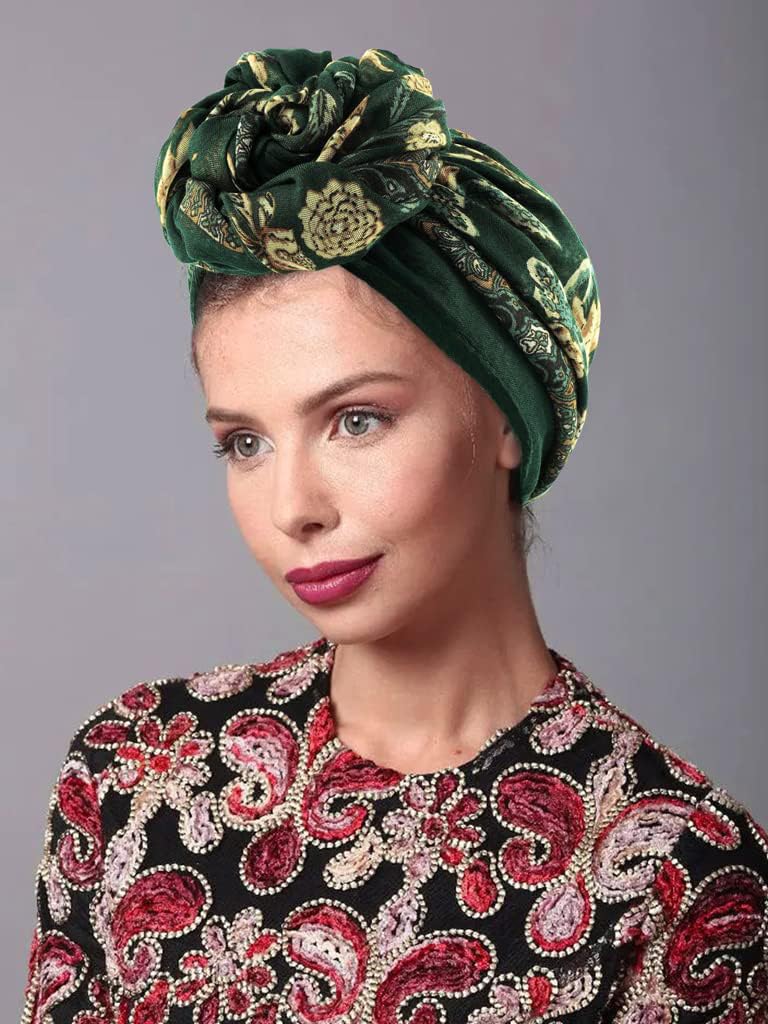 GERINLY Lightweight Scarves Fashion Flowers Print Shawl Wrap Scarf For Women Forest Green Accessory for Beach Boho Scarf (Green) - Image 5